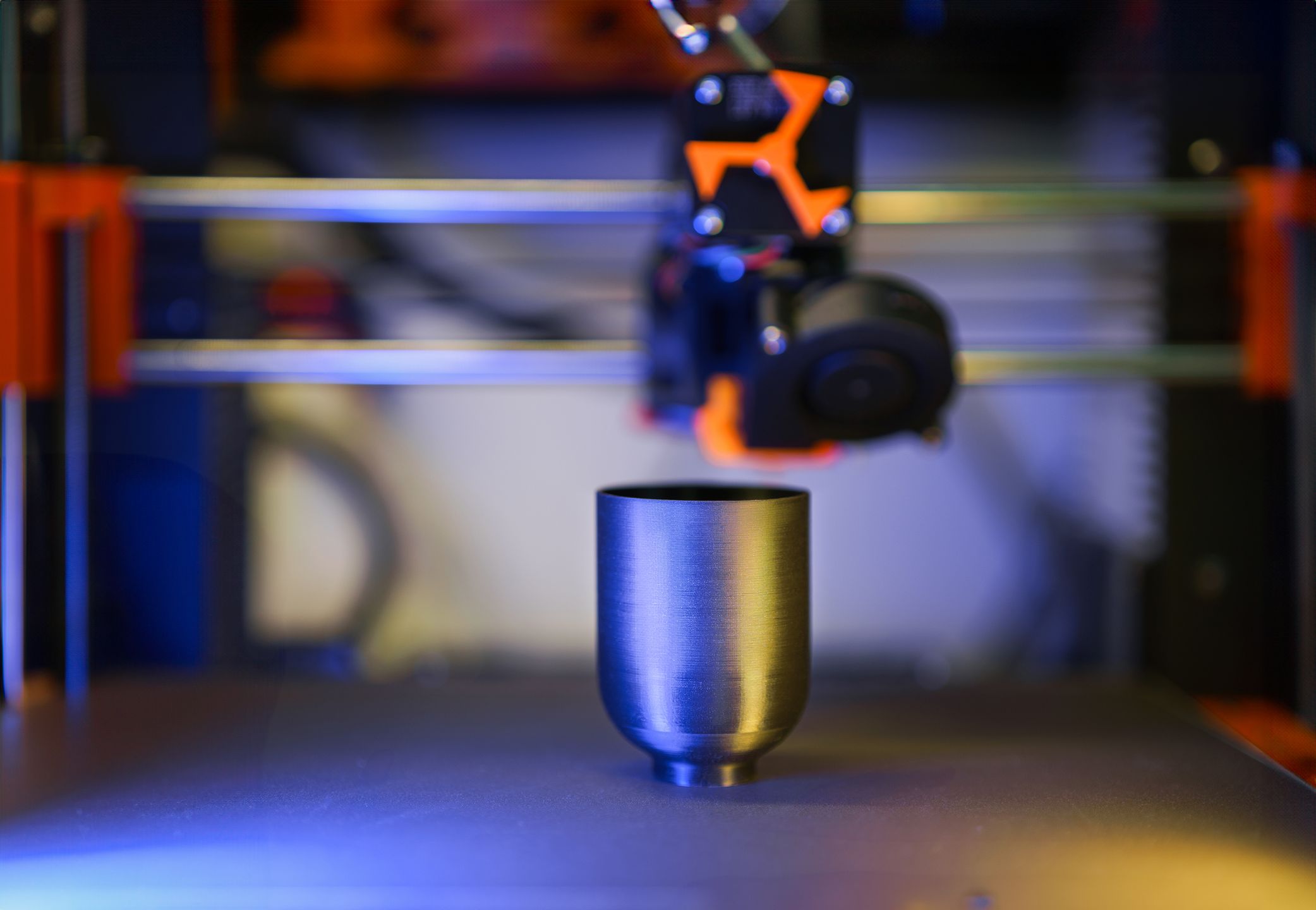 Metal 3D printer build chamber during operation