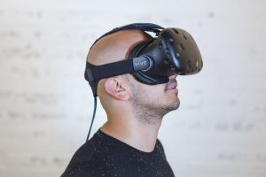 Person wearing an AR headset near industrial equipment