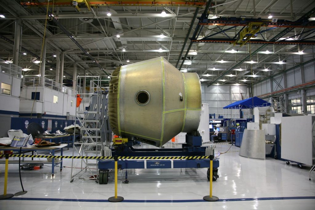 Aircraft component manufacturing facility interior