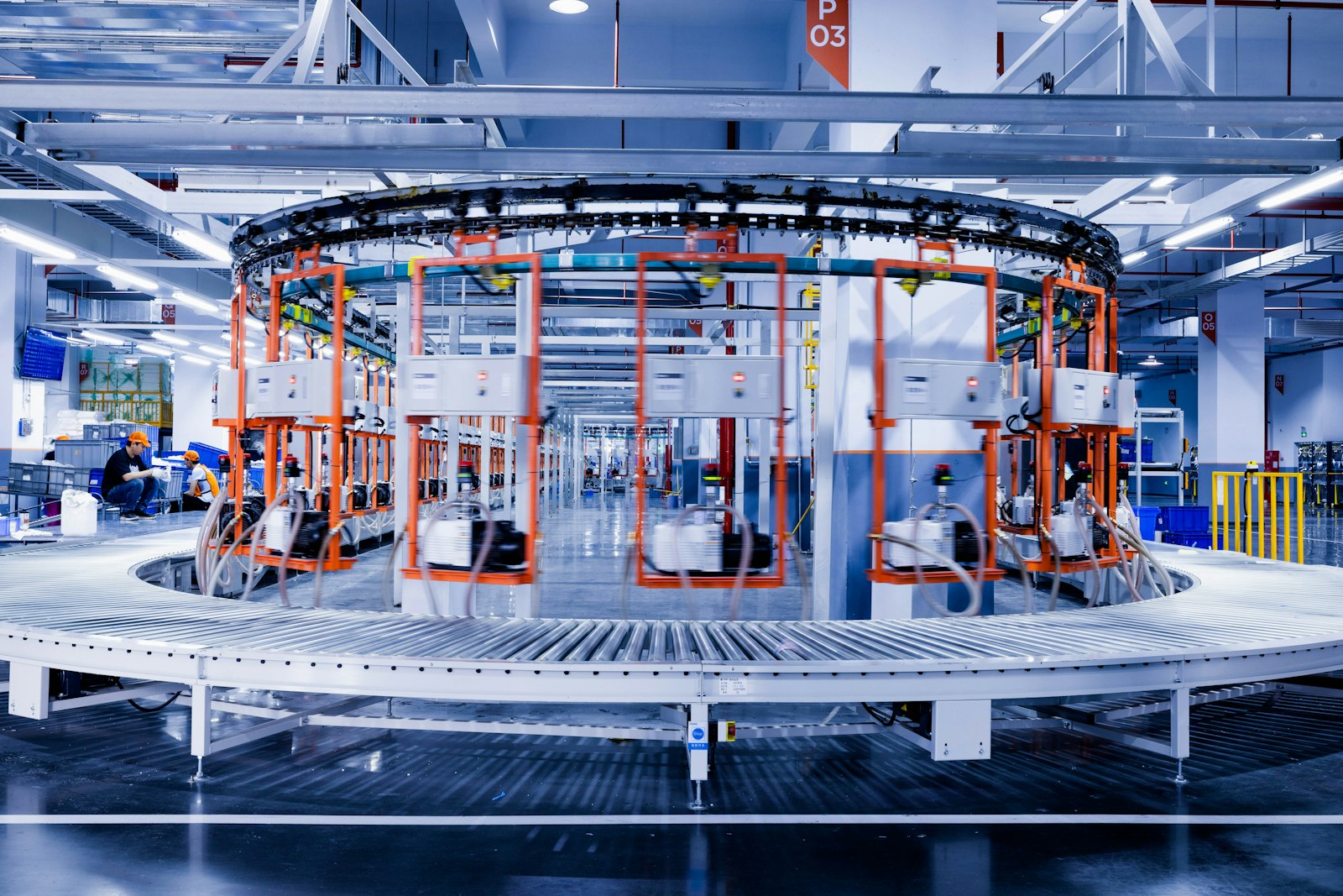 Wide view of an automated manufacturing production line where structured problem solving gets applied