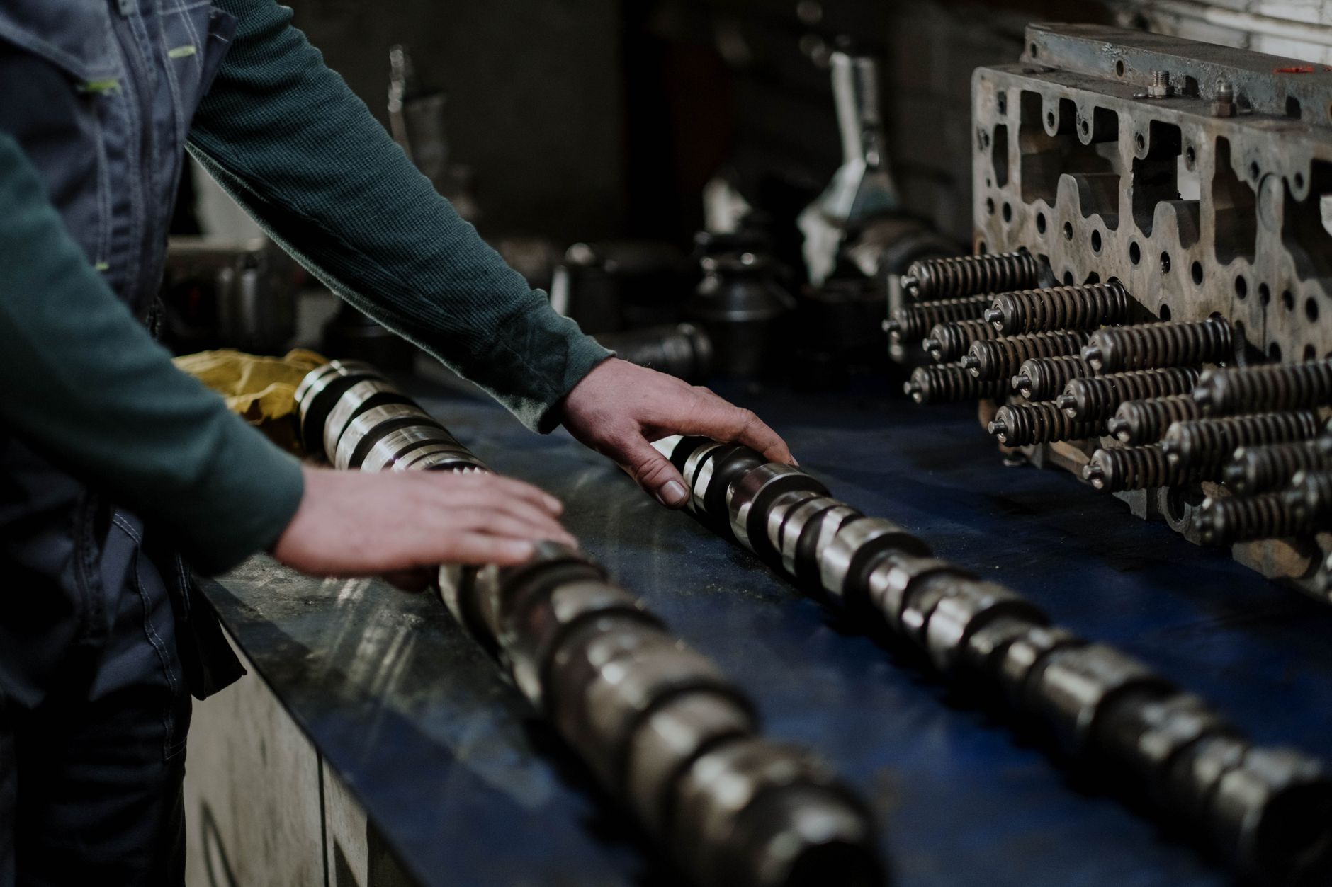 Technician removing a bearing from its housing