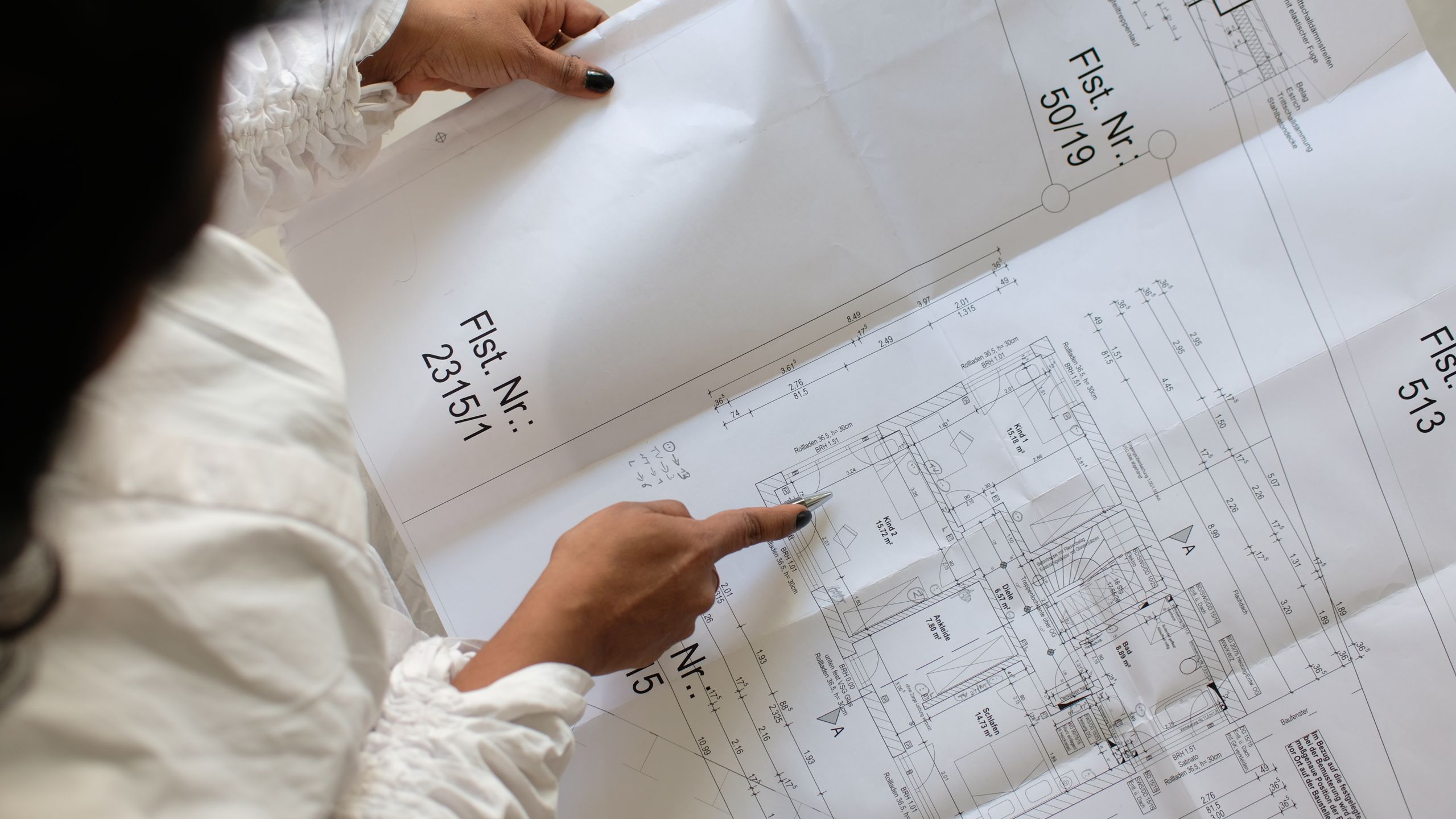 Engineer reviewing a section view drawing