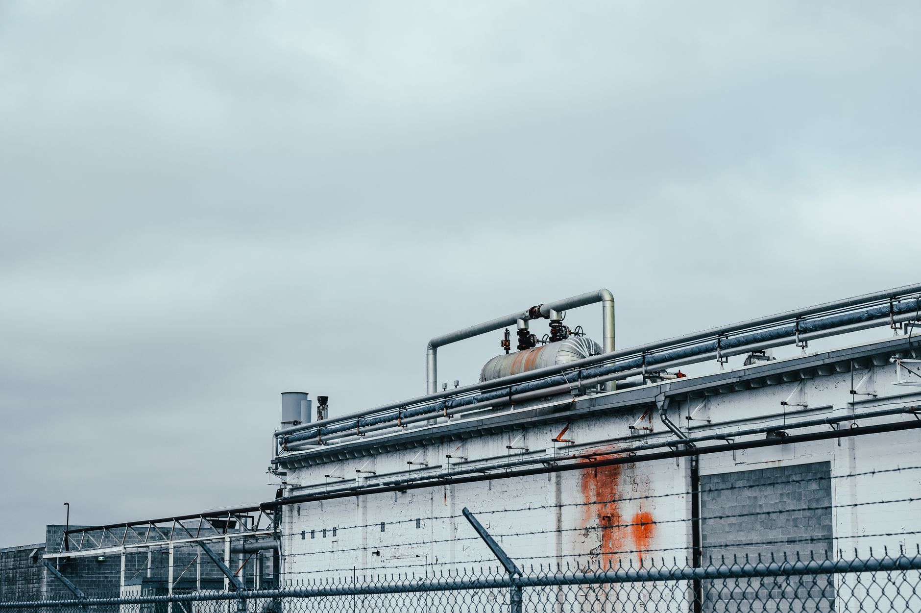 Industrial dust collection system on a factory exterior