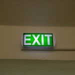 Fire exit sign inside an industrial building