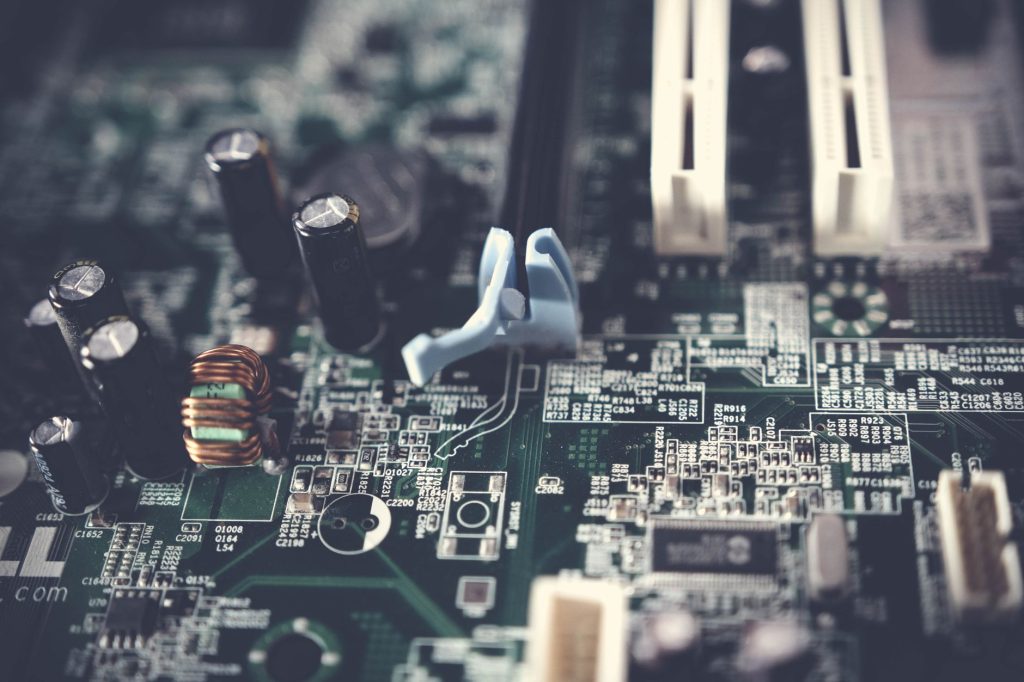 Close-up of an industrial electronics circuit board