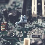 Close-up of an industrial electronics circuit board