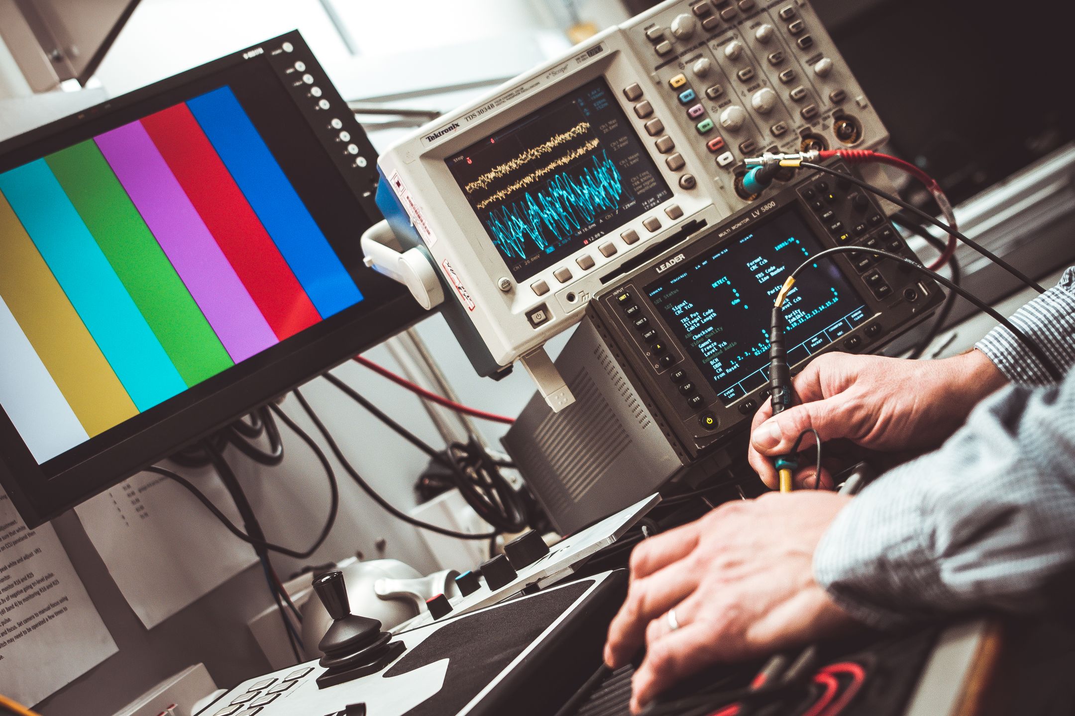 Worker reading a control loop diagram