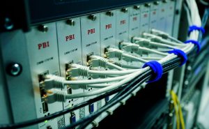 Industrial network switch cabinet with ethernet connections