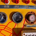 Emergency stop button on industrial machinery