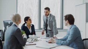 Executive team in a strategic planning meeting