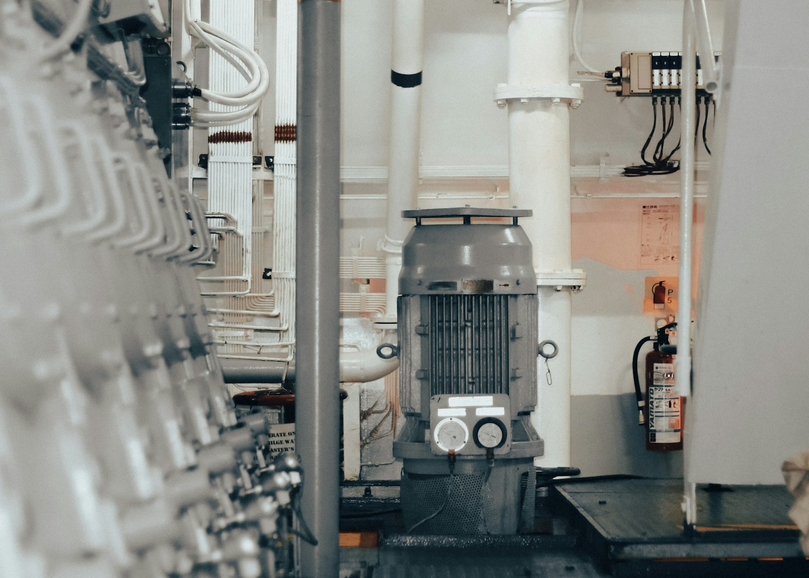 Industrial motor room with gauges and piping, the kind of critical equipment RCM analysis targets