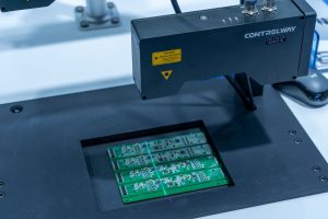 Machine vision camera inspecting parts on a production line