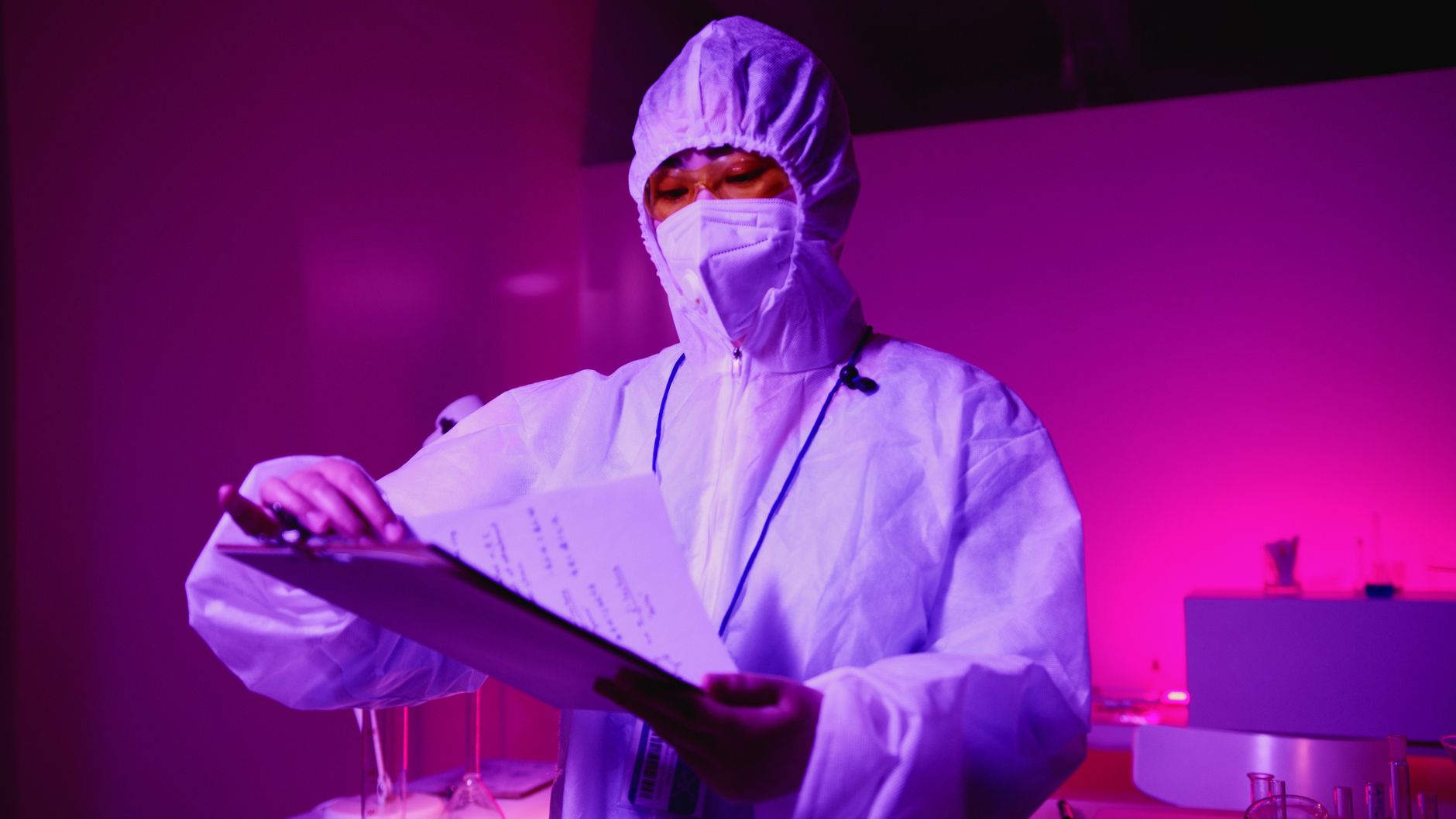 Analyst reviewing an oil analysis laboratory report