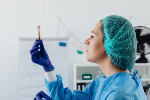 Laboratory technician testing an oil sample
