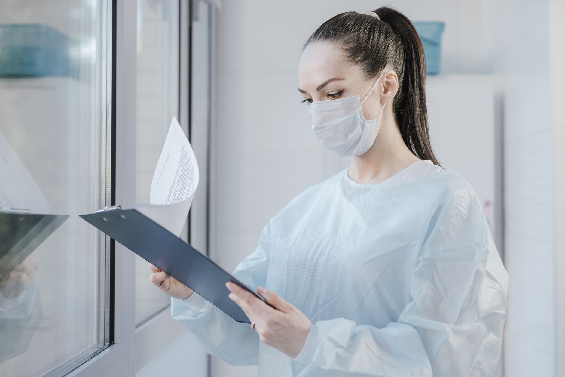 Safety manager reviewing a respiratory protection program document