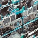 Electronic components on an assembly line