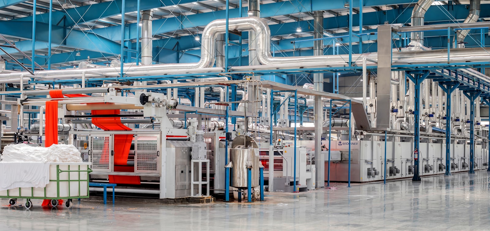 Textile finishing line inside a South Carolina manufacturing facility