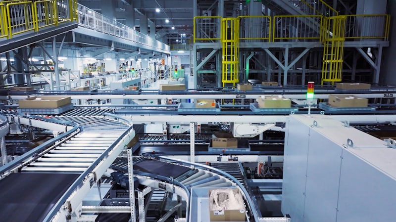 Automated conveyor and sortation system inside a large distribution facility