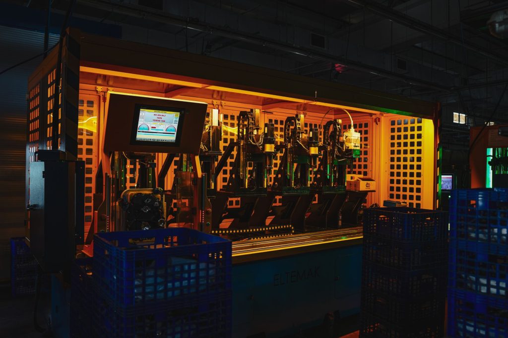 Andon light panel on a factory machine