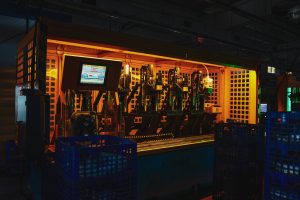 Andon light panel on a factory machine